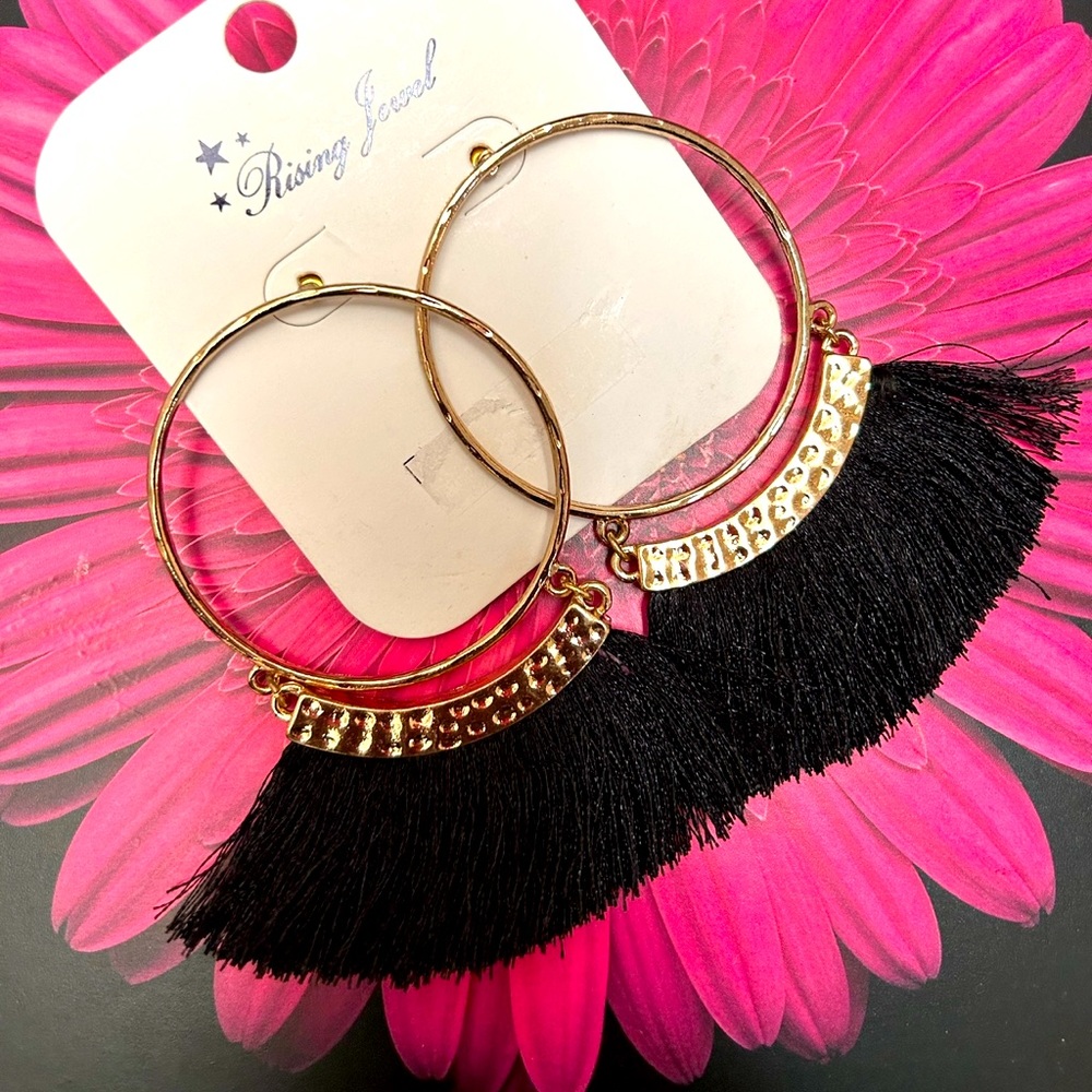 🔥New Fashion Cool Black Rope Hoop Earrings